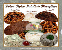 Carica l'immagine nel visualizzatore di Gallery, ecco i Dolci tipici pugliesi le Cartellate in vincotto i Marzapani e Sasanelli pezzetti dolci Delizie della Puglia