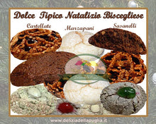 Carica l'immagine nel visualizzatore di Gallery, ecco i Dolci tipici pugliesi le Cartellate in vincotto i Marzapani e Sasanelli pezzetti dolci Delizie della Puglia