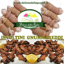 Carica l'immagine nel visualizzatore di Gallery, Torcinelli pugliesi, noti anche come gnumared o turcinil in dialetto foggiano, sono piccoli involtini a base di interiora di agnello una Delizia della Puglia a casa tua