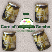 Carica l'immagine nel visualizzatore di Gallery, Ecco i Carciofi di Puglia Sottolio con Gambo in Olio extra vergine di oliva Evo Delizie della Puglia e Prodotti tipici Pugliesi 8033866853697