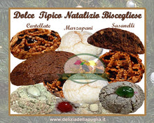 Carica l'immagine nel visualizzatore di Gallery, ecco i Dolci tipici pugliesi le Cartellate in vincotto i Marzapani e Sasanelli pezzetti dolci Delizie della Puglia