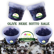 Carica l&#39;immagine nel visualizzatore di Gallery, Oliva nera sotto Sale e Olive nolche della Puglia e Olive Nolca con tante Delizie della Puglia da Bisceglie
