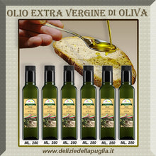 Carica l&#39;immagine nel visualizzatore di Gallery, Il Miglior Olio EVO si trova in Puglia bottiglia da 250 ml. di Olio Extra vergine di Oliva te lo portiamo direttamente a casa tua con tante altre Delizie della Puglia
