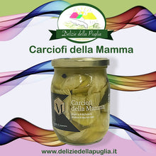 Carica l&#39;immagine nel visualizzatore di Gallery, Carciofi della Mamma in Olio extra vergine di oliva Evo Delizie della Puglia e Prodotti tipici Pugliesi da Bisceglie Artichokes of the Mother - Artichokes de la mère
