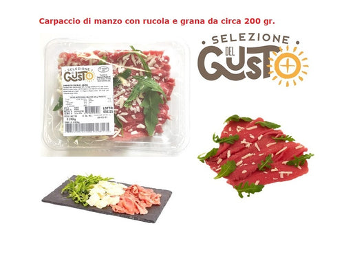 Carpaccio di Manzo con rucola e grana gr 200 da Selezione del Gusto e Delizie della Puglia 