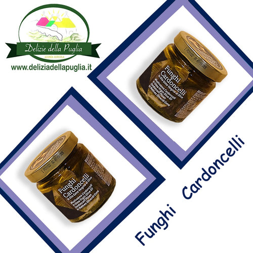 Ecco i Funghi Cardoncelli di Puglia in Olio extra vergine di oliva EVO vere Delizie della Puglia e Prodotti tipici Pugliesi da Bisceglie 8033866853239