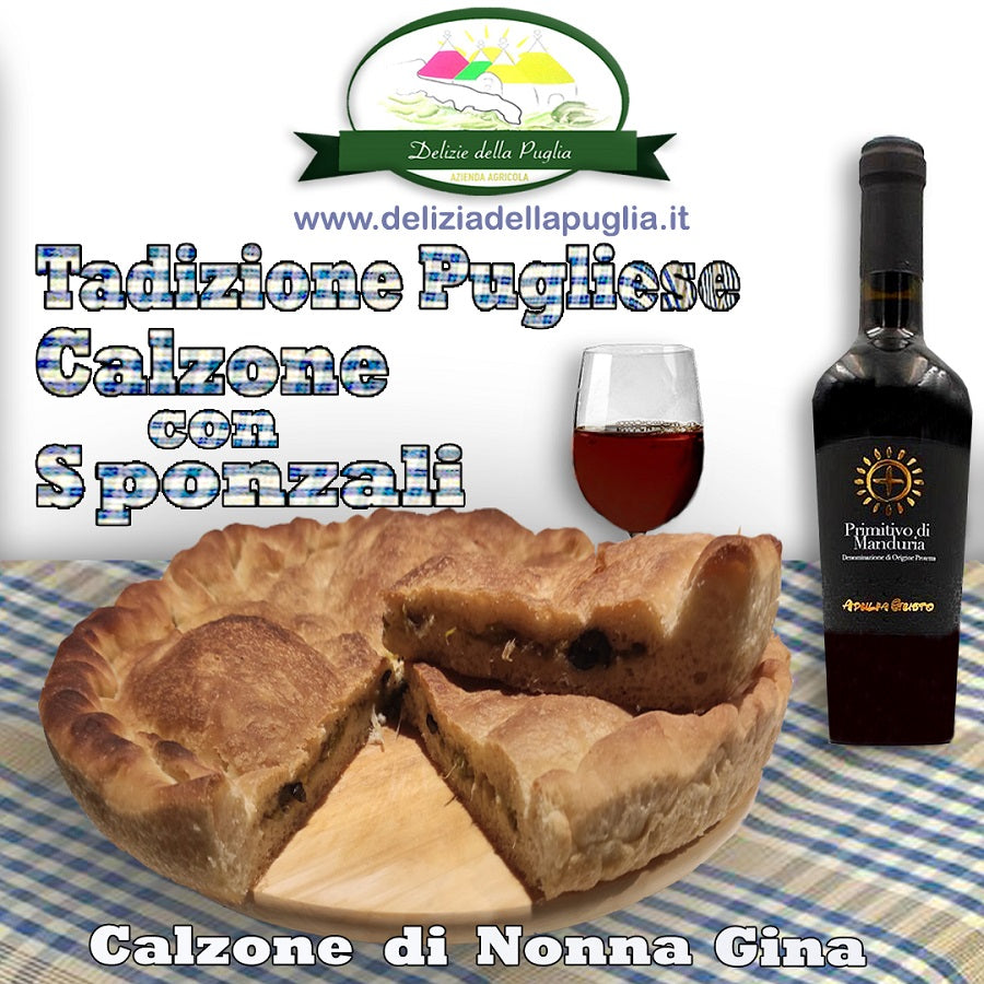 La Focaccia alla Cipolla Pugliese con Sponsali e Olive detto Calzone di cipolle Sponsali e Olive Bisceglie uno dei prodotti più tipici della Puglia con le Focacce di Nonna Gina