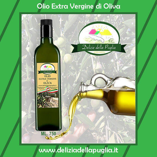 Il migliore Olio EVO si trova in Puglia bottiglia da 750 ml. di Olio Extra vergine di Oliva te lo portiamo direttamente a casa tua con tante altre Delizie della Puglia direttamente a casa tua - 0958EVO750 - 0958EVO