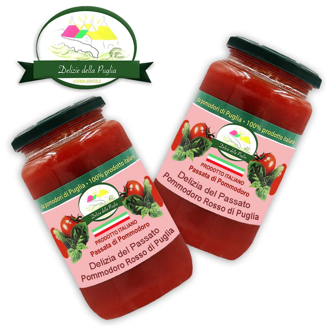 La vera passata di Pomodoro fresco della Puglia solo con sugo di pomodori Pugliesi, una vera Delizia della Puglia la salsa Pugliese