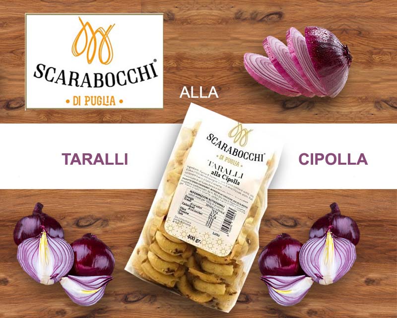 Taralli Pugliesi alla Cipolla gr. 400 Taralli Salati da Scarabocchi di Puglia e tante Delizie della Puglia con Taralli Salati e Dolci dalla Puglia